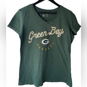 Green Bay Packers Women’s V-Neck Tee | NFL Team Apparel | Size Large